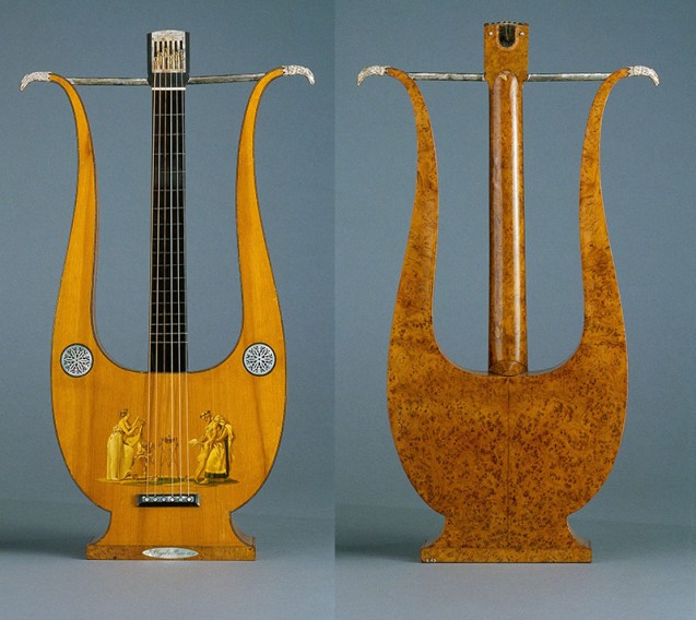 Platine Lyre dorée avec boutons nacrés pour guitare classique
