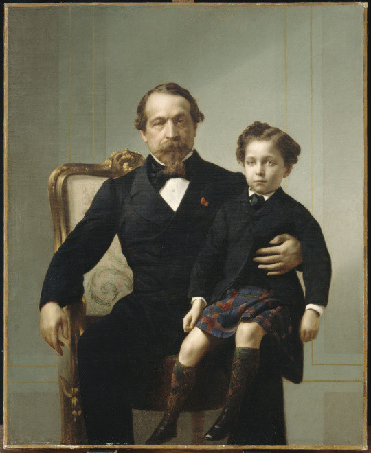 Napoléon III et le prince impérial sur ses genoux