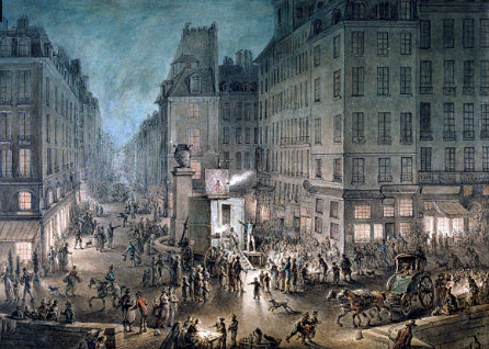 Parade sur la place de l'Ecole, par Jean-Pierre Norblin de la Gourdaine (1745-1830) Dessin. Paris © Musée Carnavalet / Roger-Viollet
